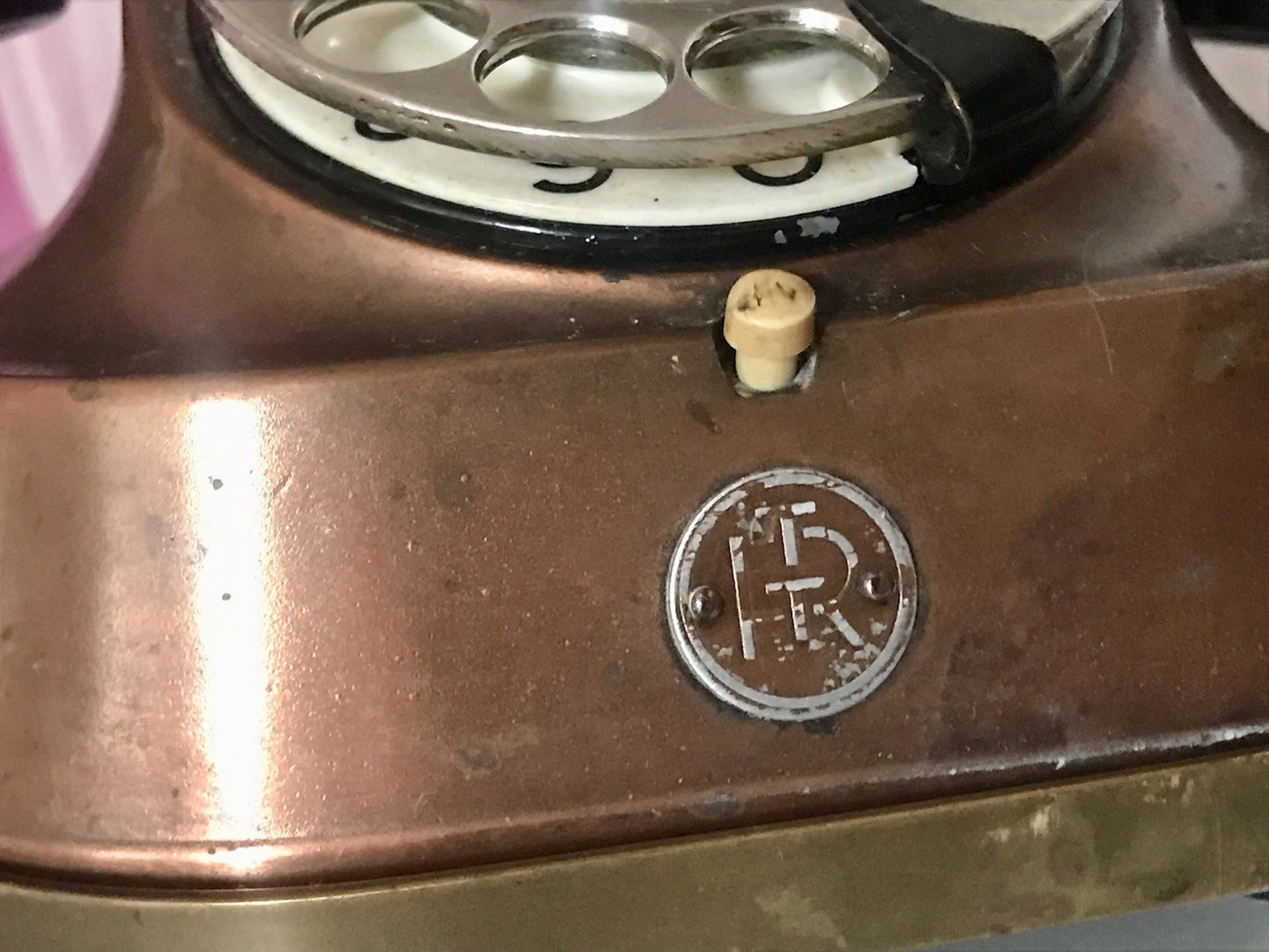 alt 50er beinahe antik FTR Bell Telefon Bakelit Kupfer sehr dekorativ schwer