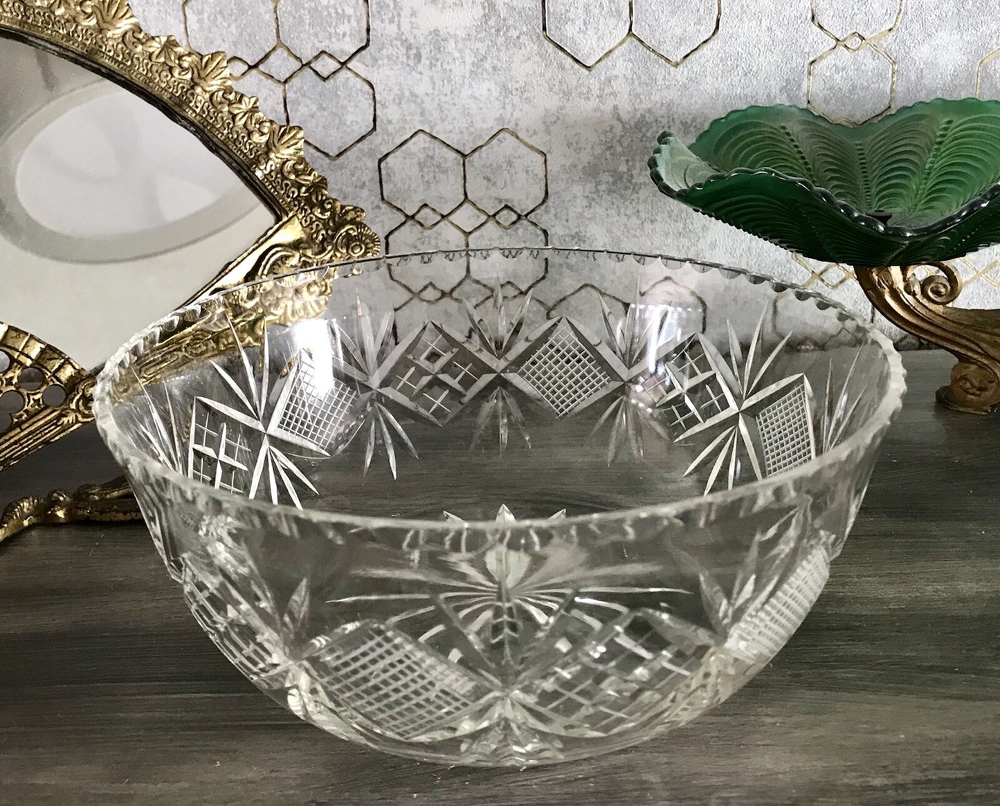 Antik Bleikristall Schale Glasschale Kristallglas Glas edel Salatschale Schlif
