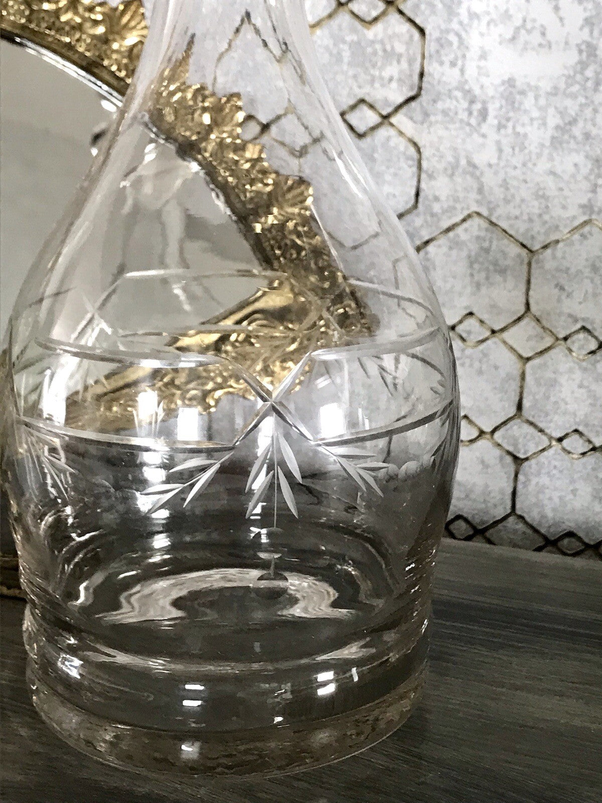 Antik Vintage Glaskaraffe Karaffe Zier- Schliff
