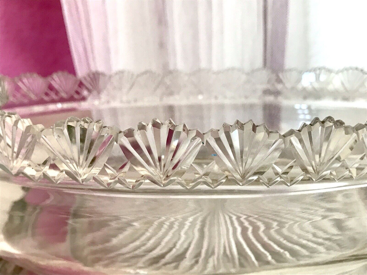 Antik Groß Bleikristall Schale Glasschale Jardiniere Kristallglas Glaseinsatz