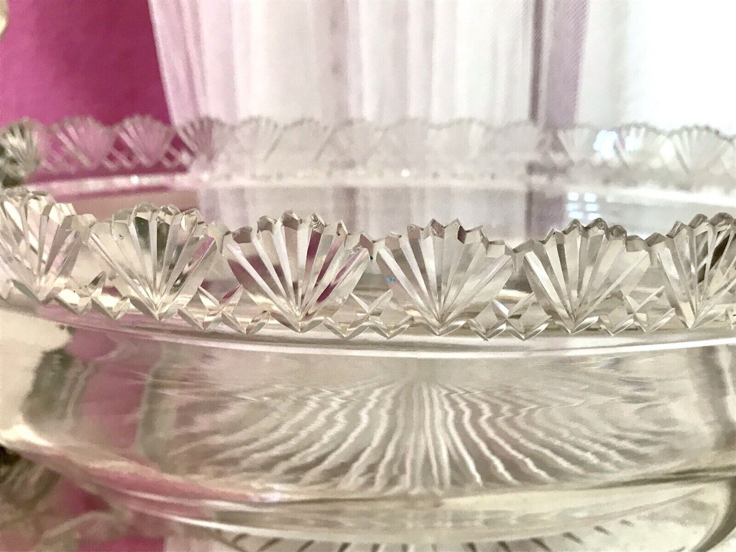 Antik Groß Bleikristall Schale Glasschale Jardiniere Kristallglas Glaseinsatz