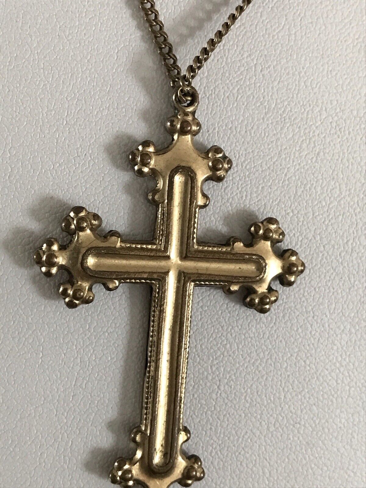 Antik Alt Amerik. Doublè Kreuz Anhänger schön Farbe gold