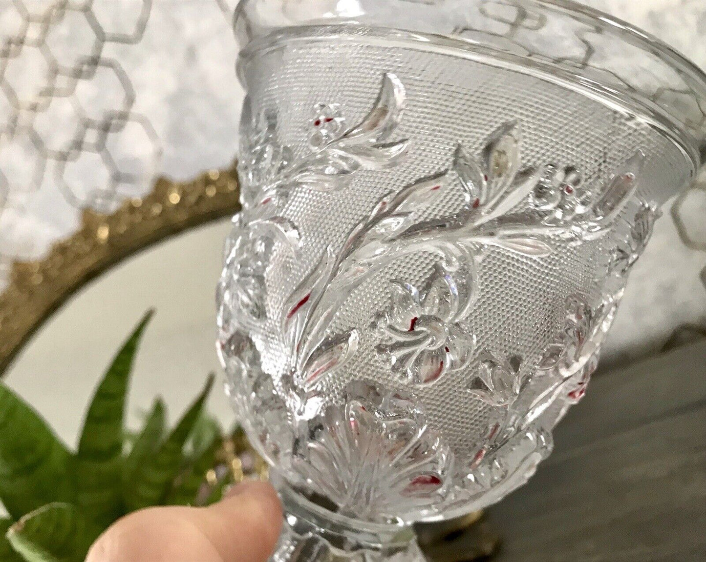 Antik Fußbecher Kelch Becher Weinglas Pokalglas Kristallglas? ~1830