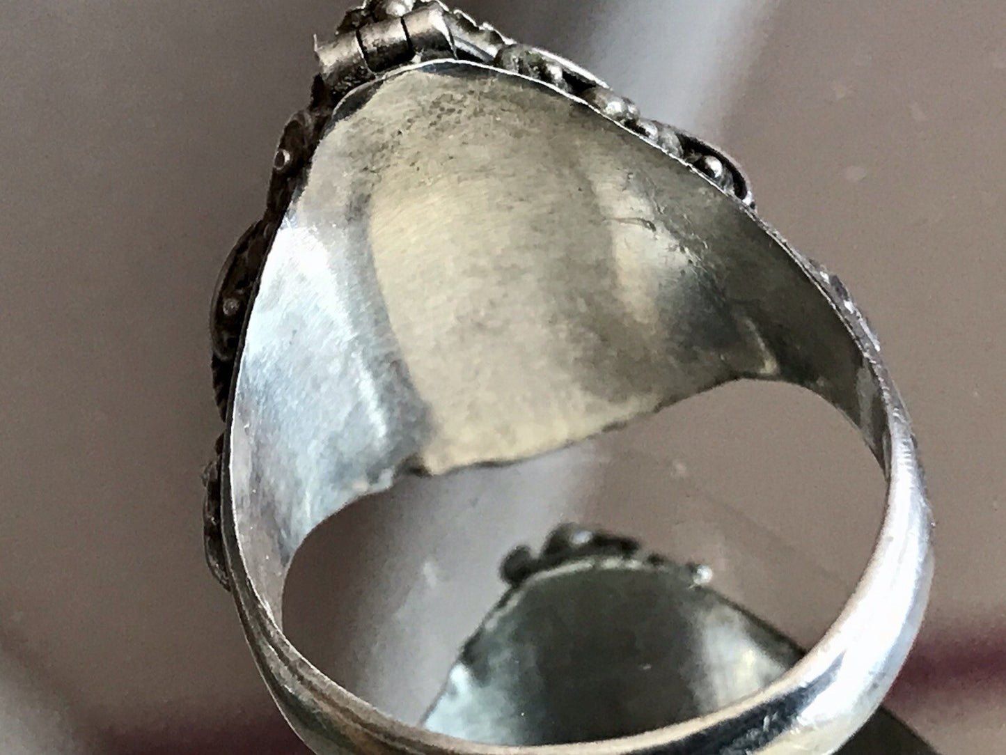 Vintage Edel Granatstein? DAMEN Giftring RING Silber 925 Gr.57
