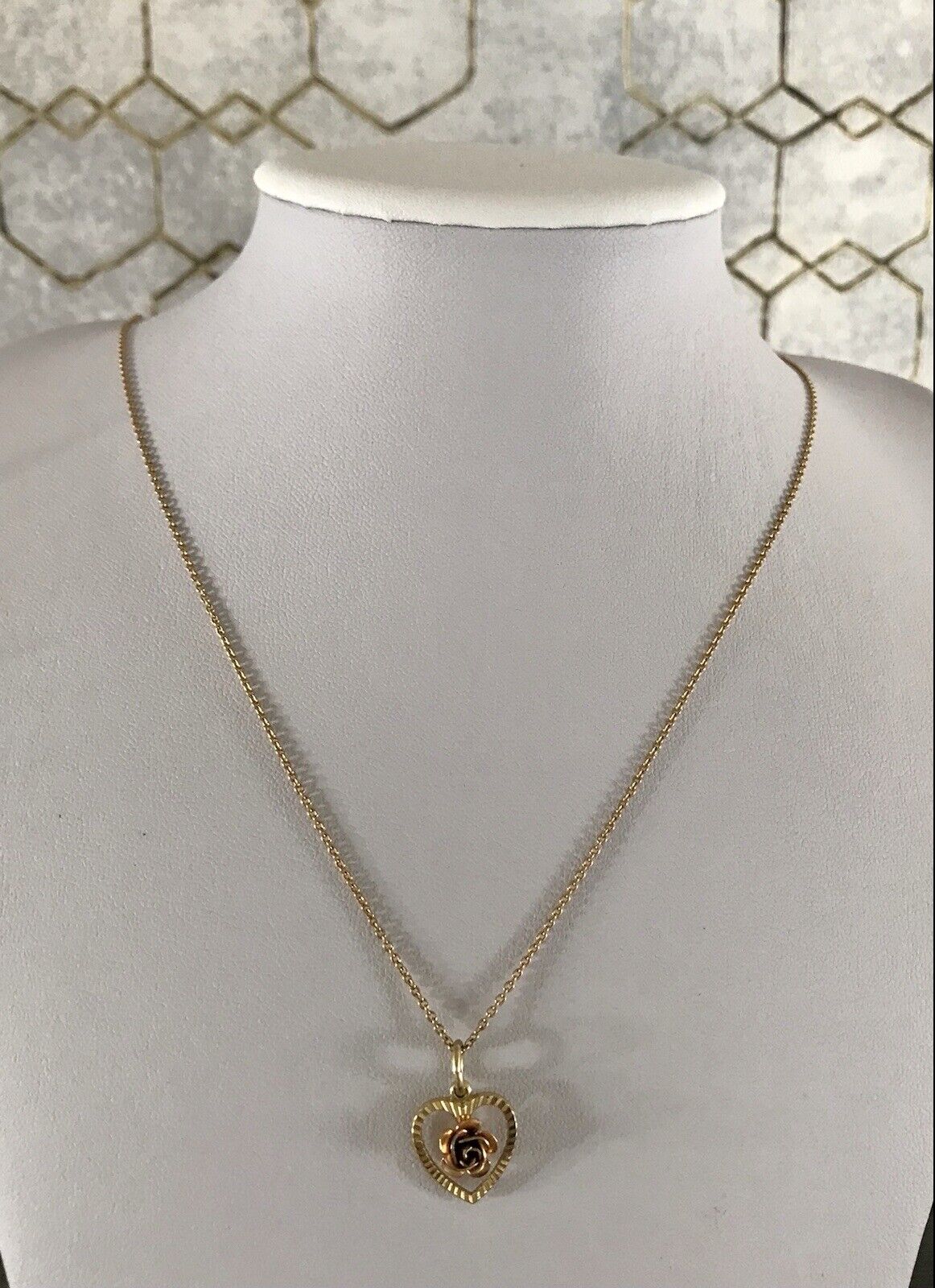 vergoldete 925 Silber Halskette mit vergoldetem Herz Rose Anhänger gold Farbe