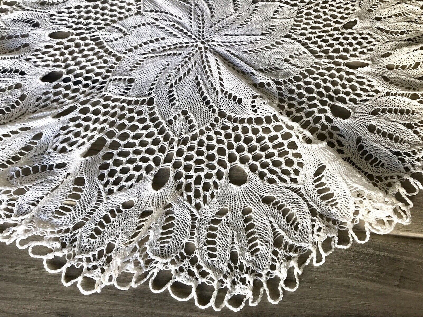 Antik alt Spitze weiß Tischdecke rund 57 cm Baumwolle gestrickt So Schön!