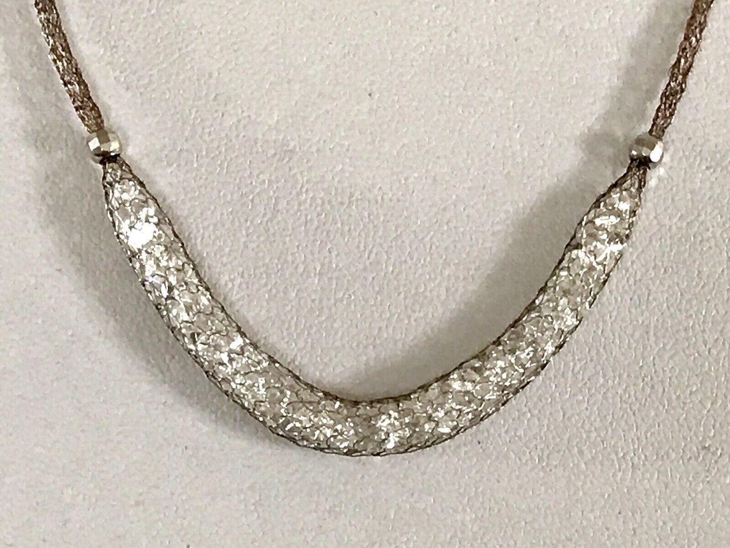 Alt Vintage Edel Gold 333 Gold & 925 Silber Collier Halskette Goldnetz Steine