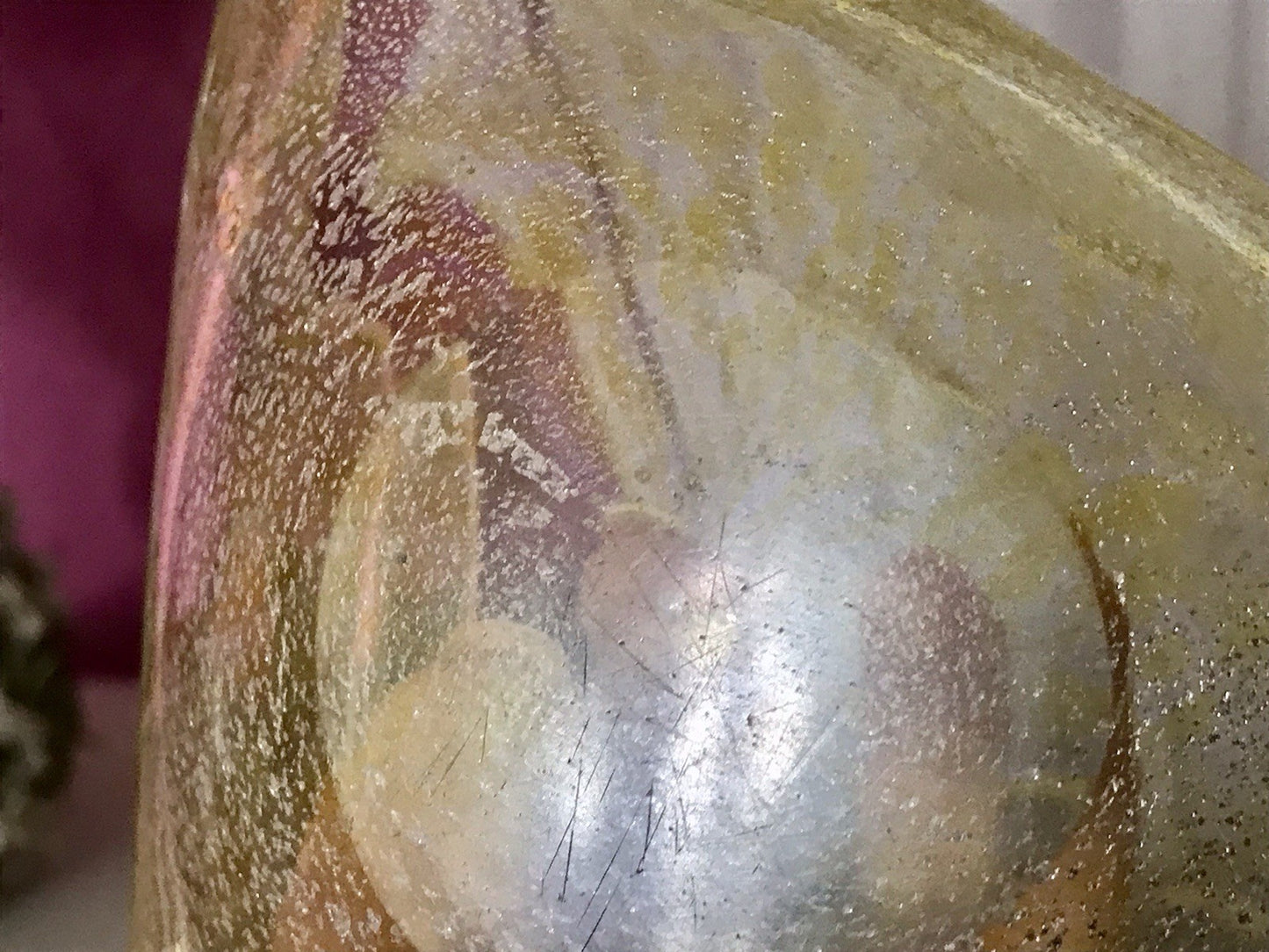 Murano 60er 70er Jahre Aschenbecher Schale Glas gelb So Schön! schillernd