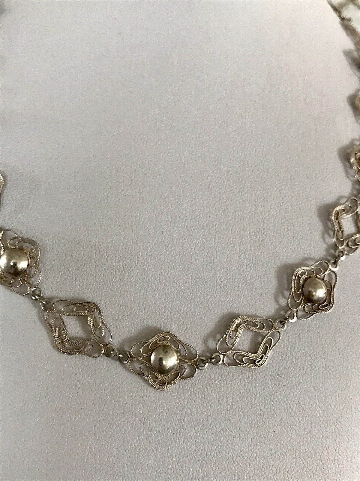 Alt Vintage Edel 835 Silber Collier Halskette