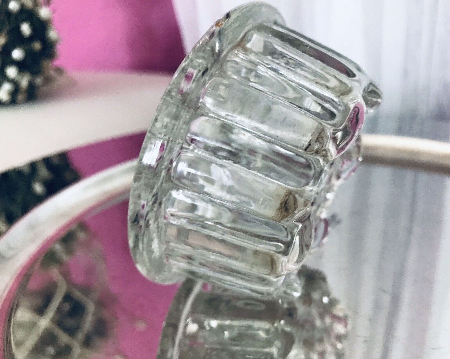 Antik Art Déco Pressglas Blumenvase Steckeinsatz rund Glas