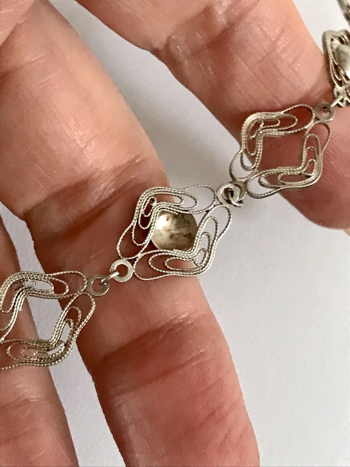 Alt Vintage Edel 835 Silber Collier Halskette