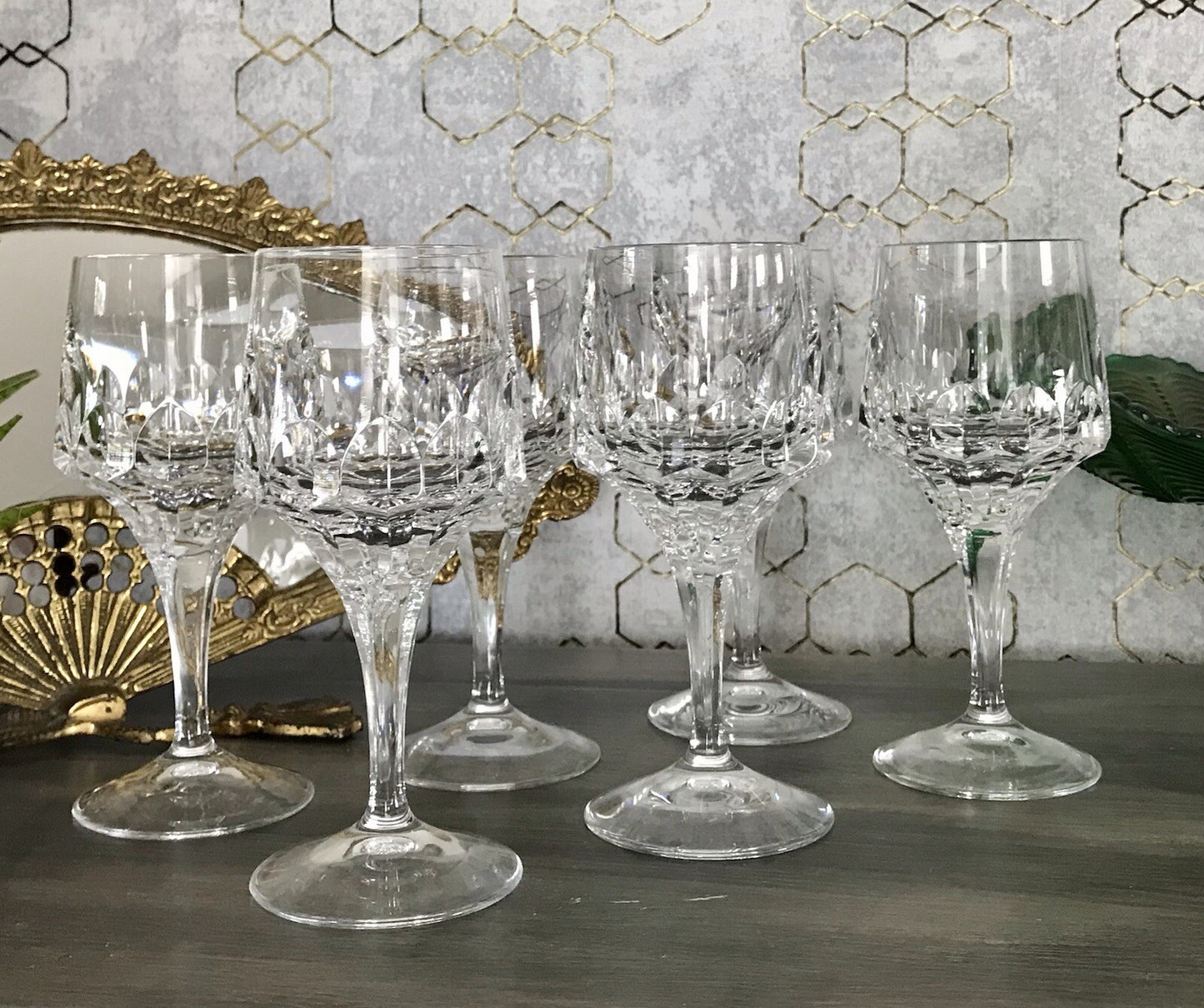 Vintage Edel 6x Weingläser Gläser Kristallglas Peill & Putzler Bleikristall