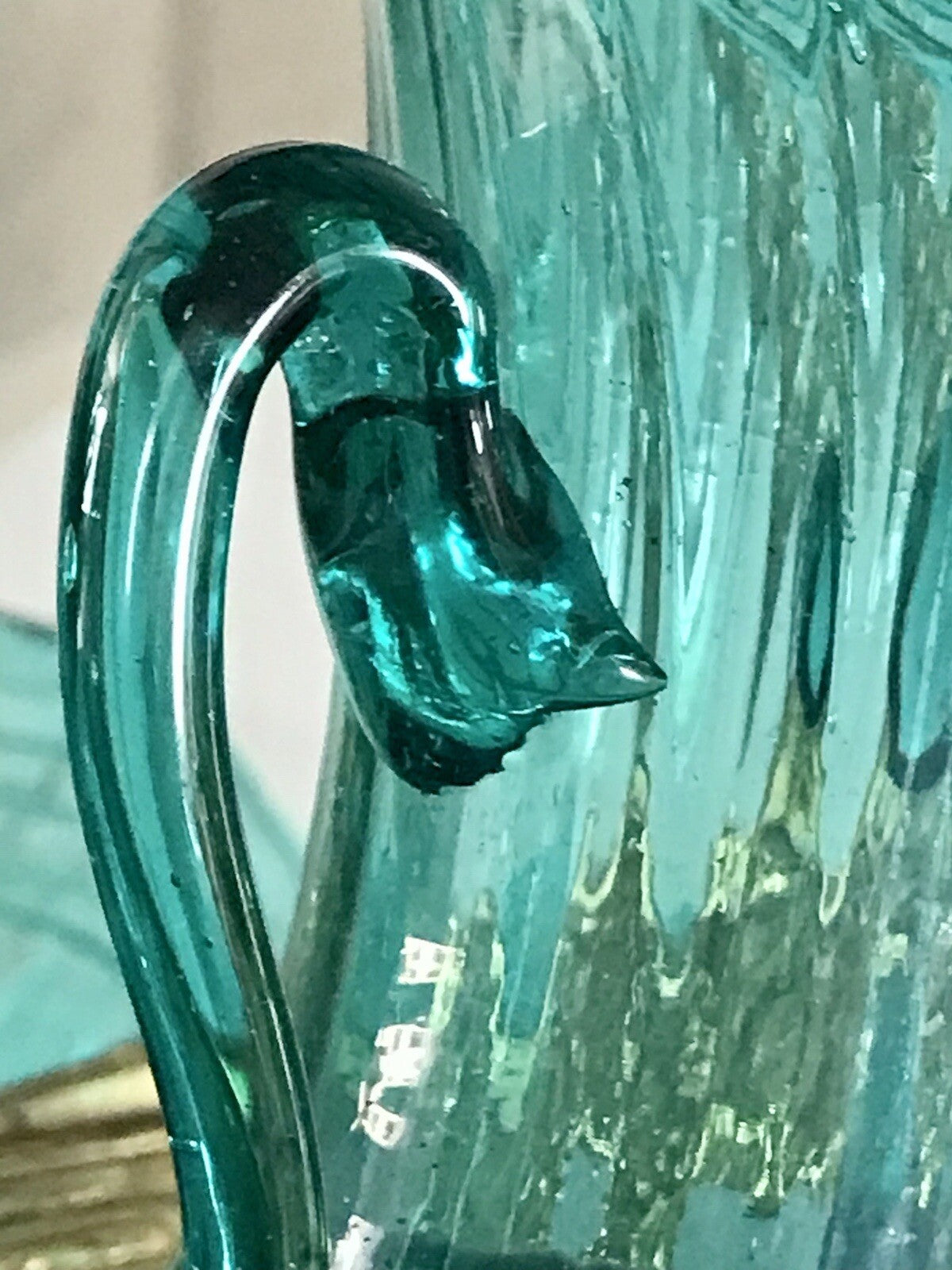 Antik Glasvase Vase Türkis Blau Glas Abriss Aufschmelzungen Murano?