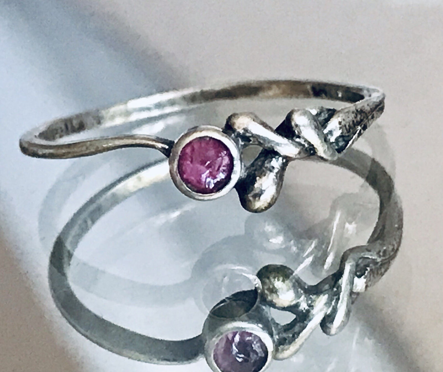 Antik? Vintage Damen filigran Ring lila Stein Silber 835 Gr.56 17,8
