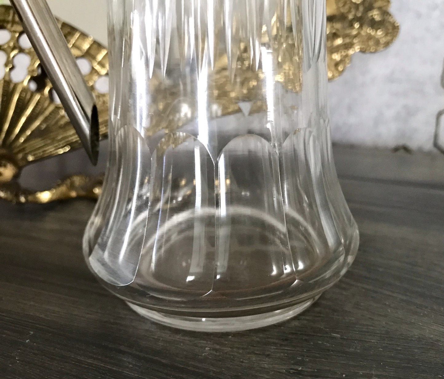 Antik Karaffe Dekanter Metallmontur versilbert? Kristallglas Schliff Edel!