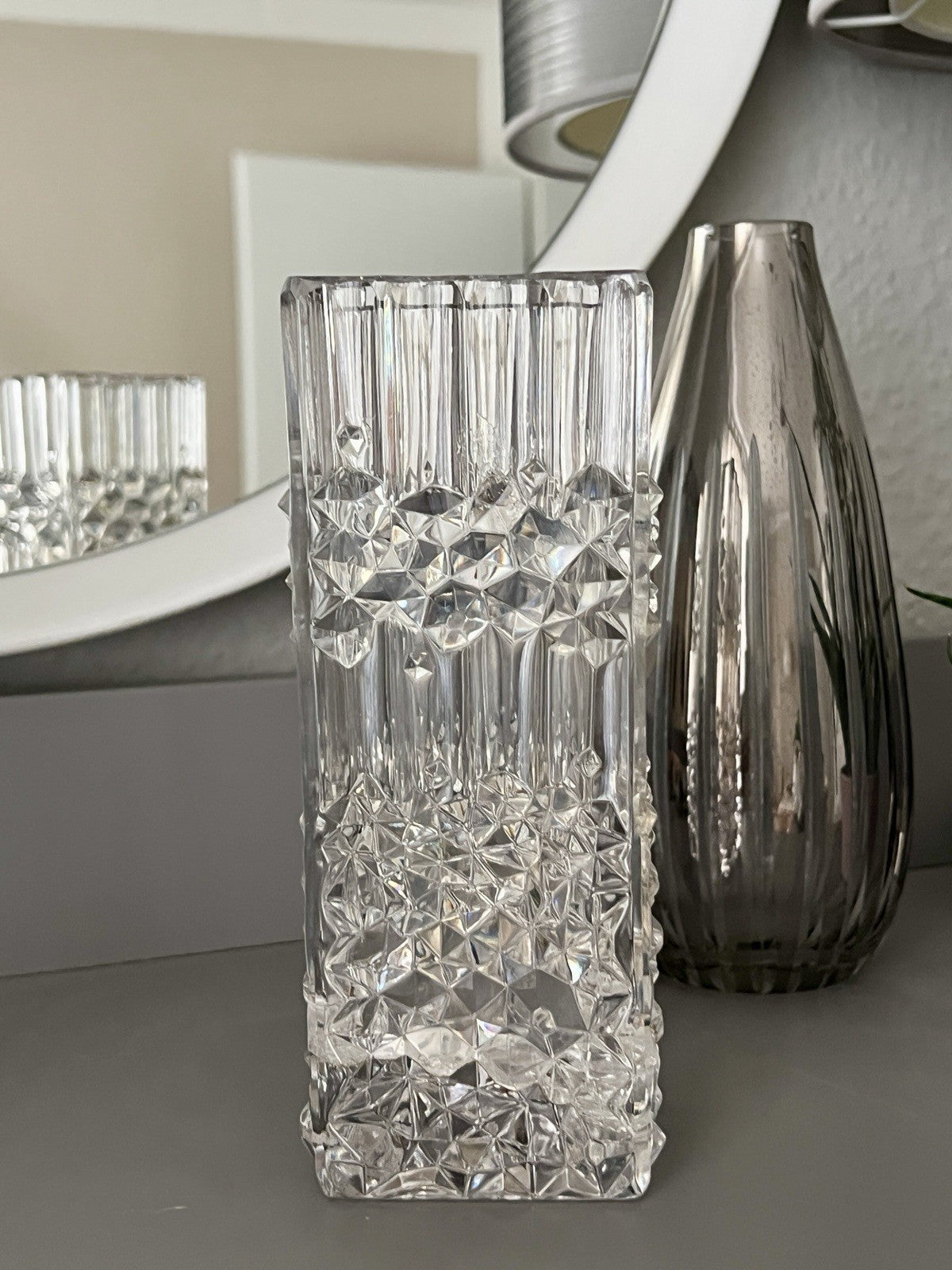 Vintage MCM Vase Blockvase Glasvase Glas Bleikristall Kristallglas Nachtmann?