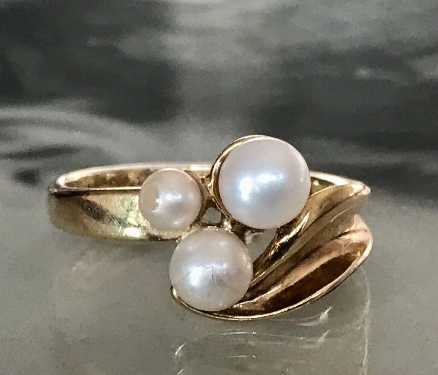 Majorica Edel DAMEN RING Perlen Gr.56 57 vergoldet 925 Silber