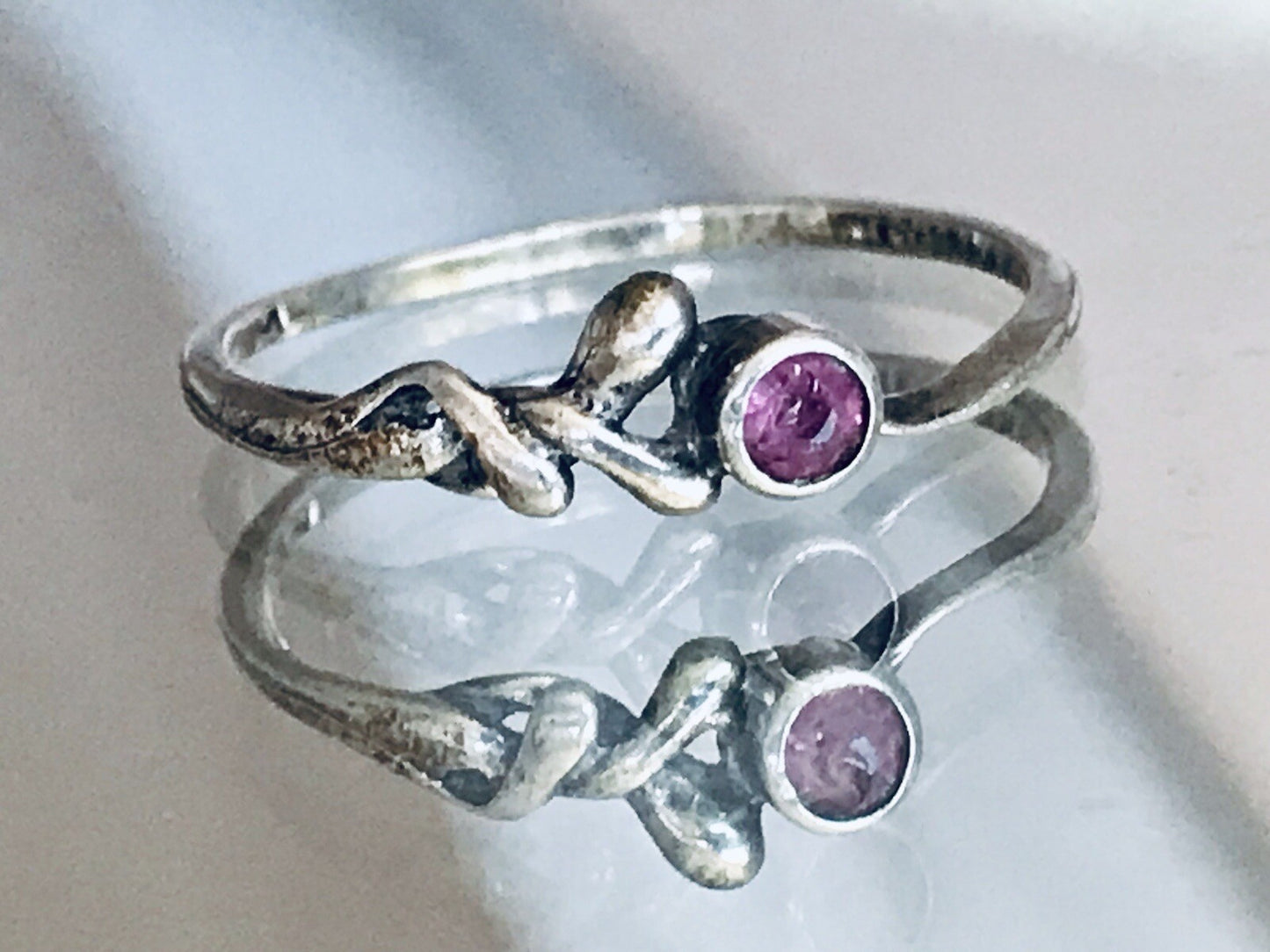 Antik? Vintage Damen filigran Ring lila Stein Silber 835 Gr.56 17,8