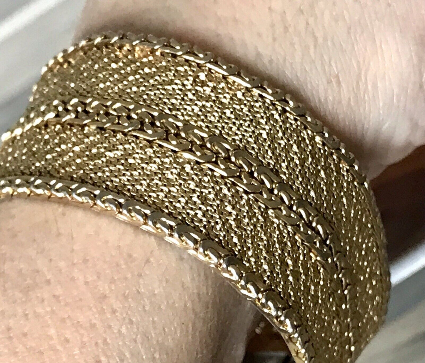 Vintage breites Teppicharmband Armband vergoldet Amerik. Doublè