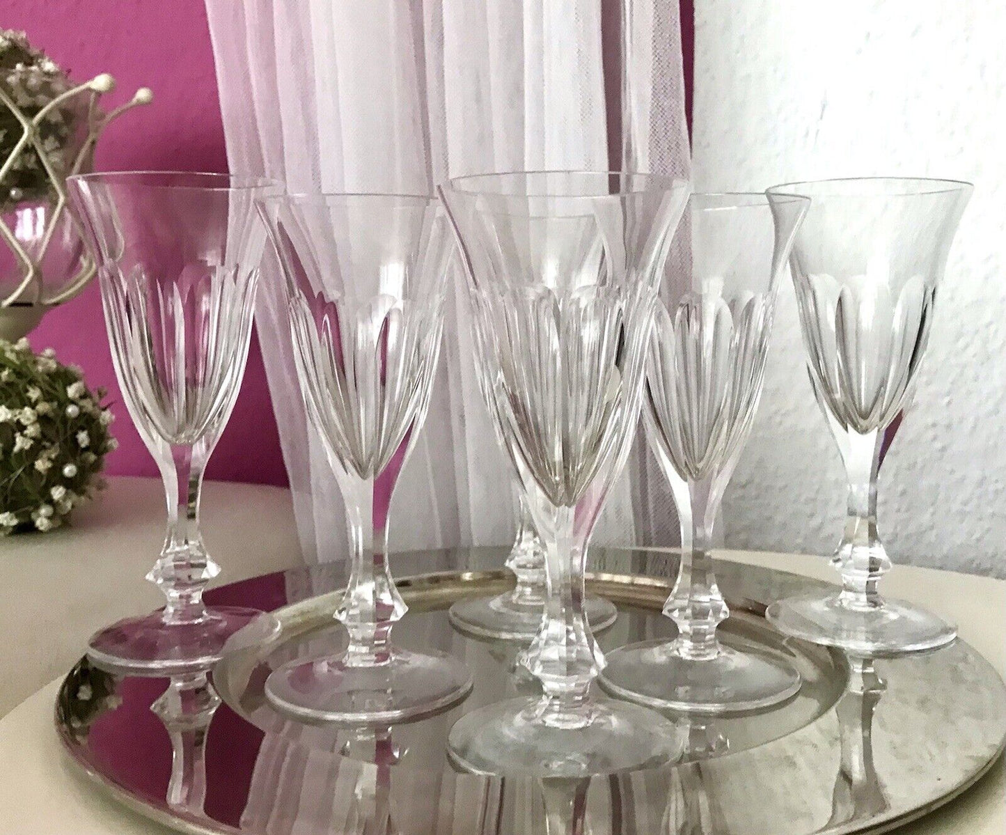 Vintage EDEL 6 Sektflöten Champagnerflöten Gläser Kristallglas Bleikristall WOW