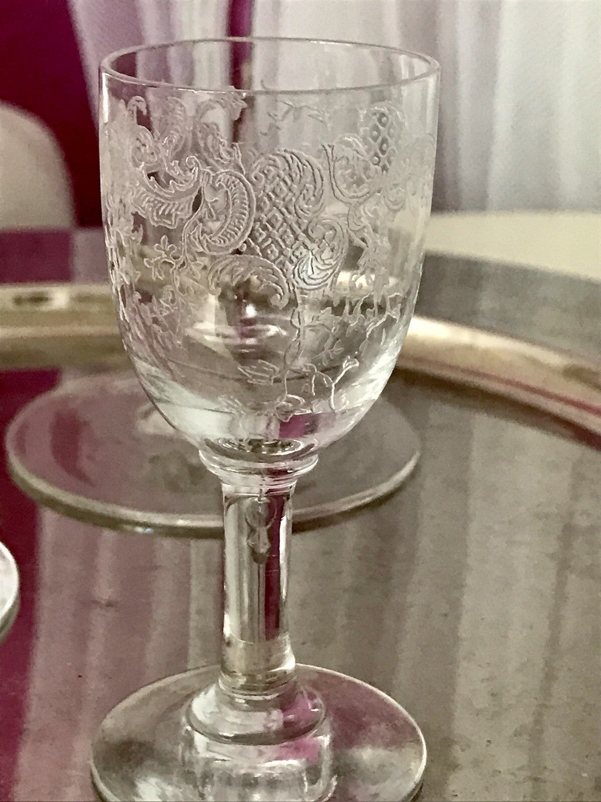 Konvolut Antik 3 Gläser Weinglas Sektglas Likörglas gerippt Ätzglas Jugendstil