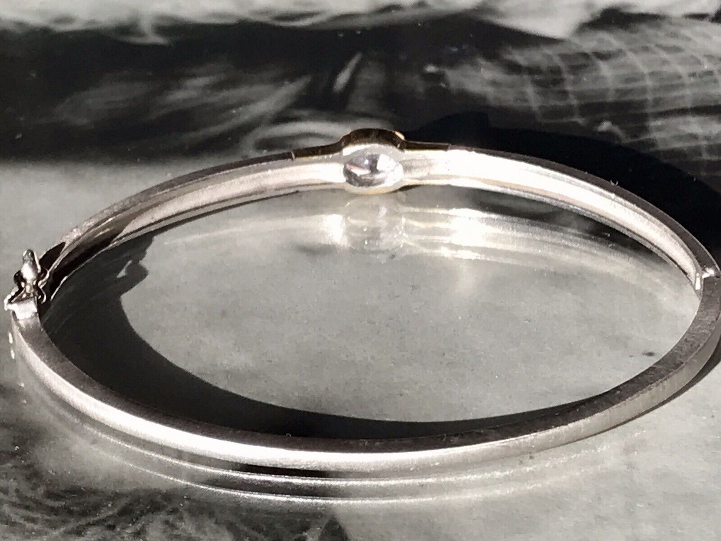 Alt Vintage Armband Armreif Klapp-Armspange 925 Silber teils vergoldet Stein FS