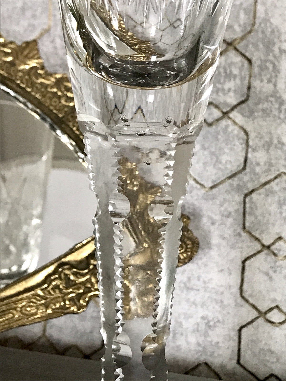 Antik Adenken Glas Pokalglas Kelch Pokalkelch Luftblasen Monogramm Jugendstil