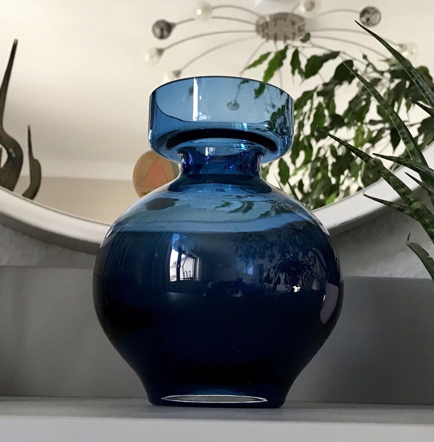Vintage 60er Design Glasvase Glas Blau Vase Mid Century Schön als Zwiebelglas