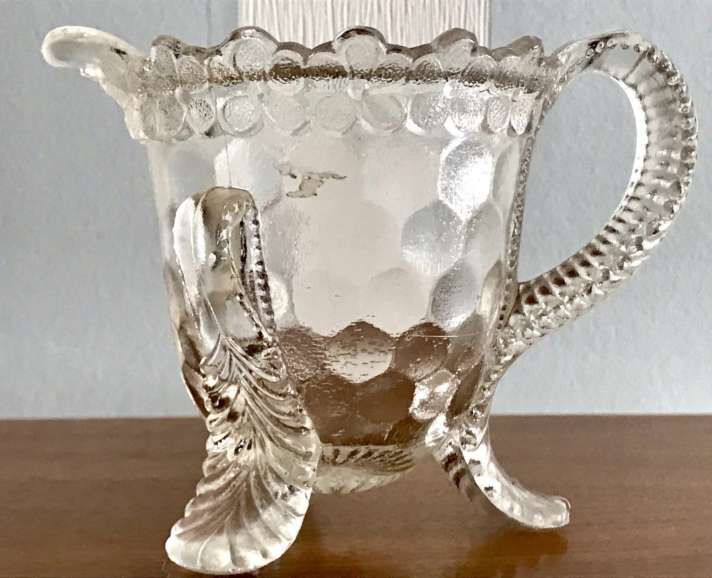 Antik Pressglas Sahnegießer Milchkännchen Kännchen Glas selten ungewöhnlich WOW