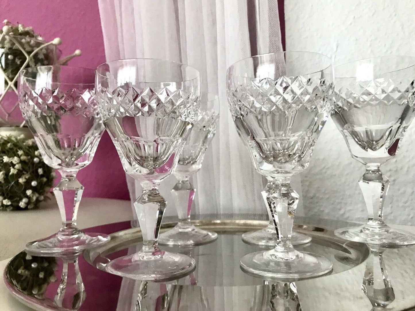 Vintage SEHR EDEL 6x Weingläser Gläser Kristallglas So schön!