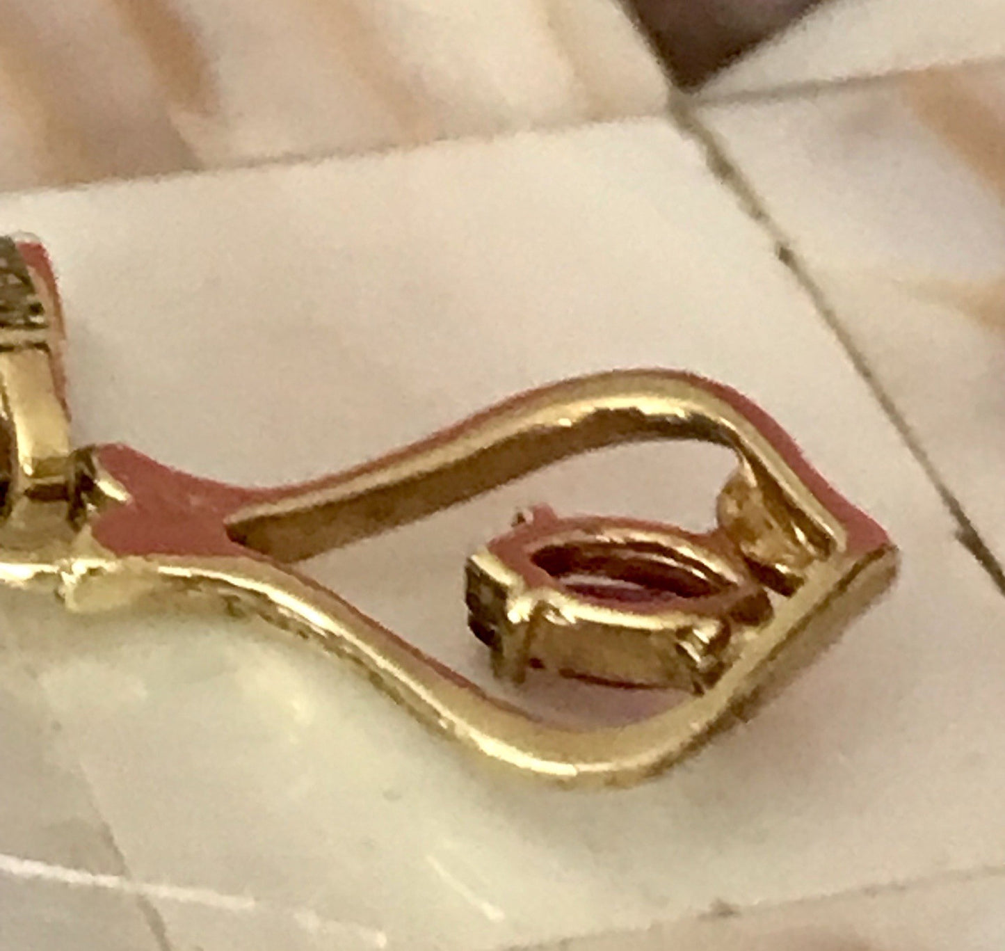 Vintage Designer kleiner Anhänger lila Stein Amethyst? Amerik. Doublè vergoldet