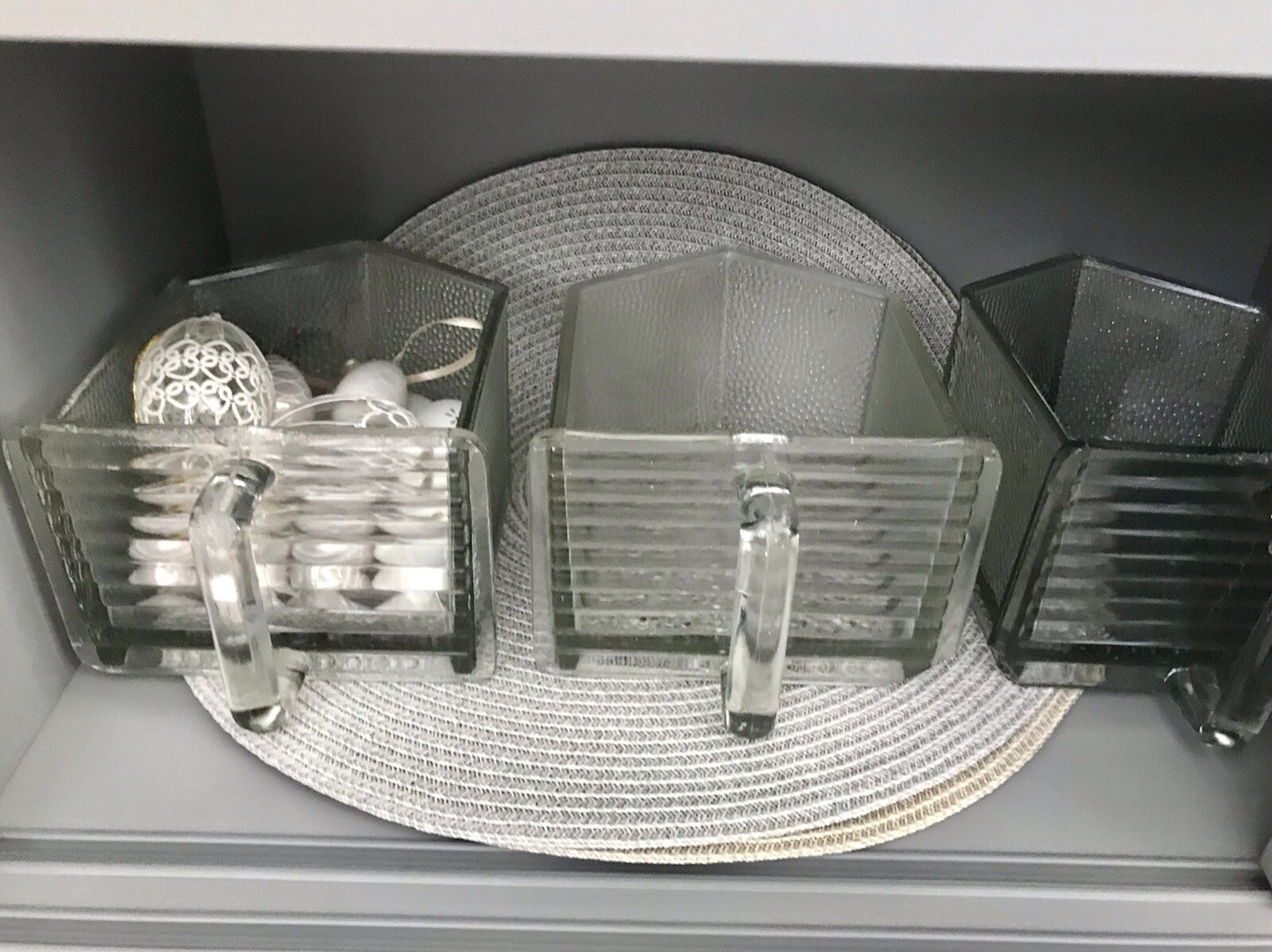Antik 8 Art Déco Vintage Schütten Glas Pressglas Ponce Vorratsgefäße