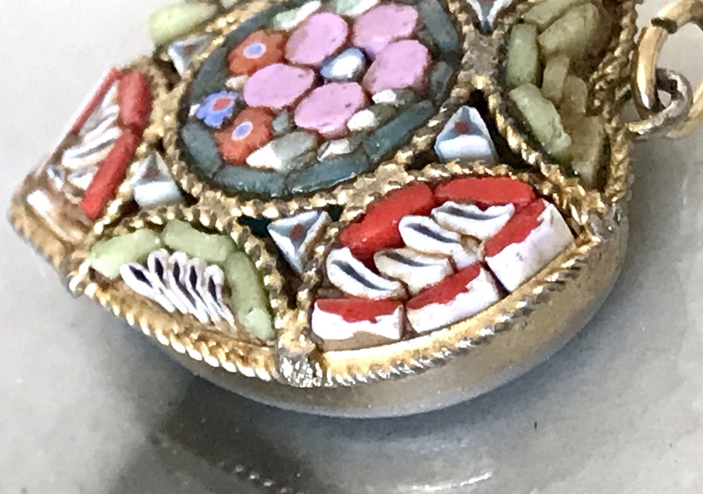 Antik Herz Anhänger Italien Micromosaik Glas Murinen