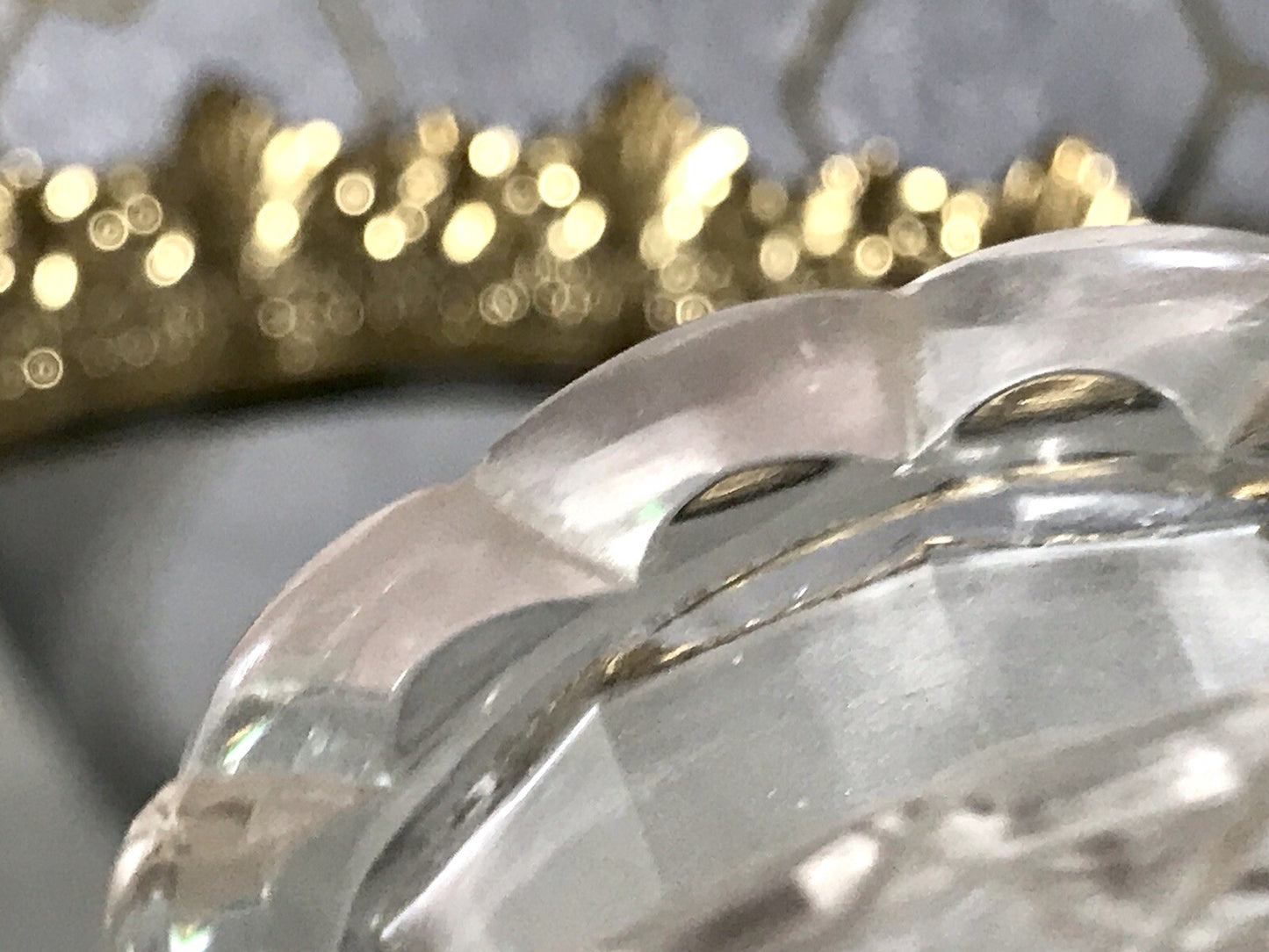 Antik uralt ~1850 Glasdose Schale m. Fuß Bonboniere Kristallglas Schliff Schnitt
