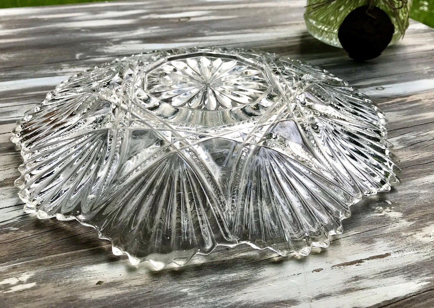 Antik Jugendstil Pressglas Teller Antik Glas flache Schale Kuchenteller (1 St.)