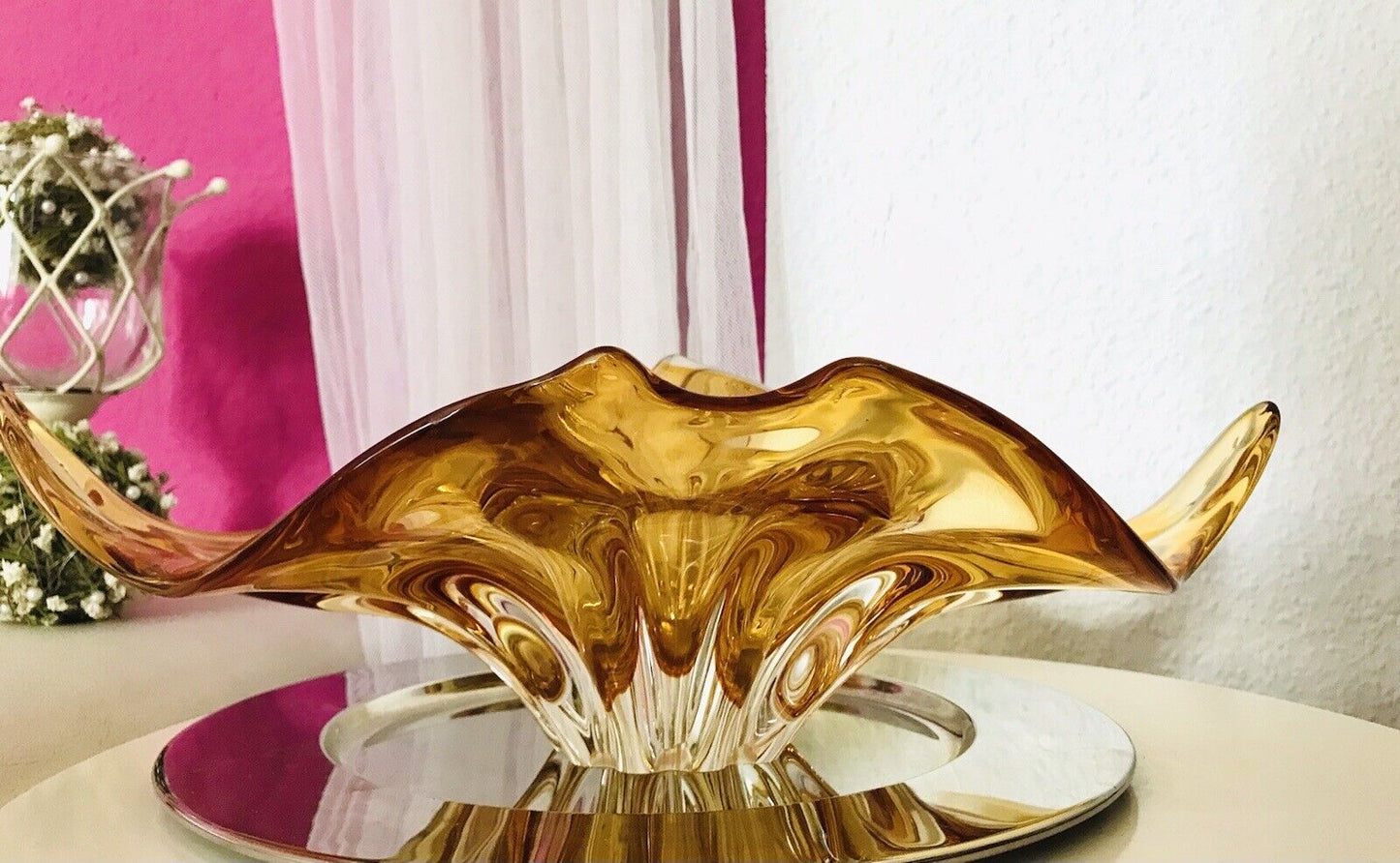 Vintage GROß 60er Somerso Murano Schale Glas Gelb Überfangglas Erscheinung