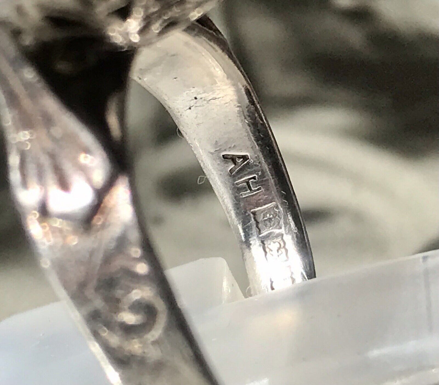 Antik England Jugendstil Edel DAMEN RING 925 Silber Jaspis Birmingham AH