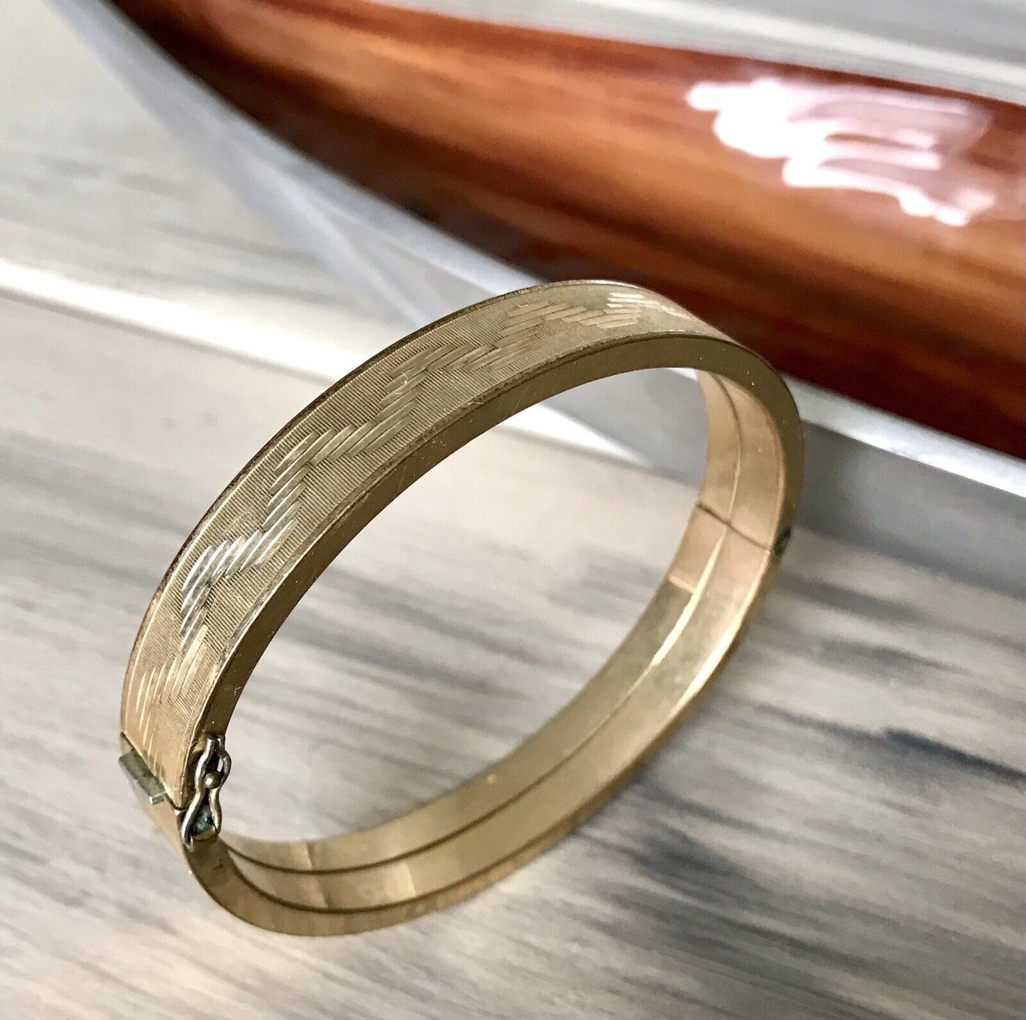 Antik Vintage Armband Armreif Klapp- Armspange Amerik. Doublè vergoldet gold