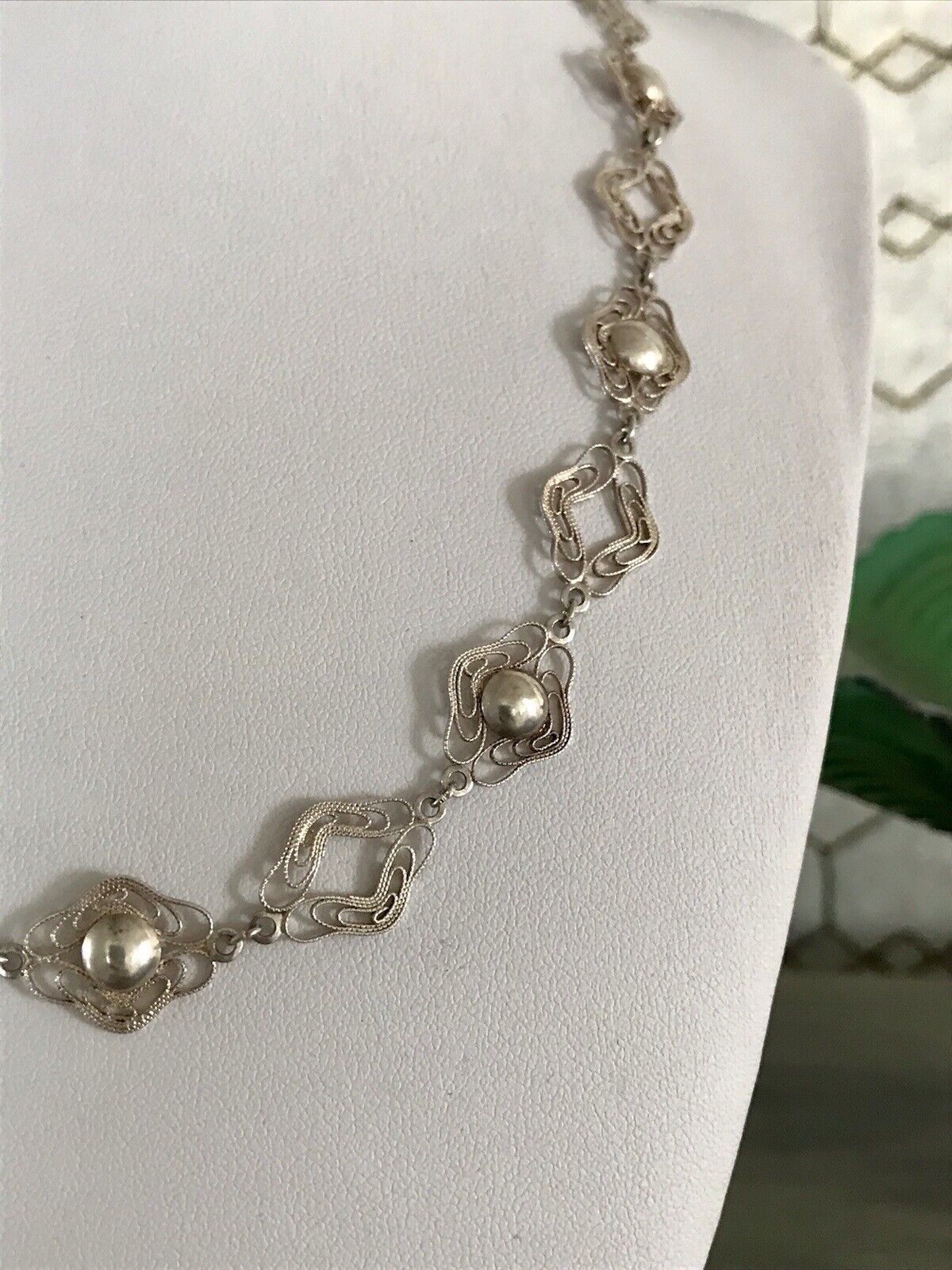 Alt Vintage Edel 835 Silber Collier Halskette