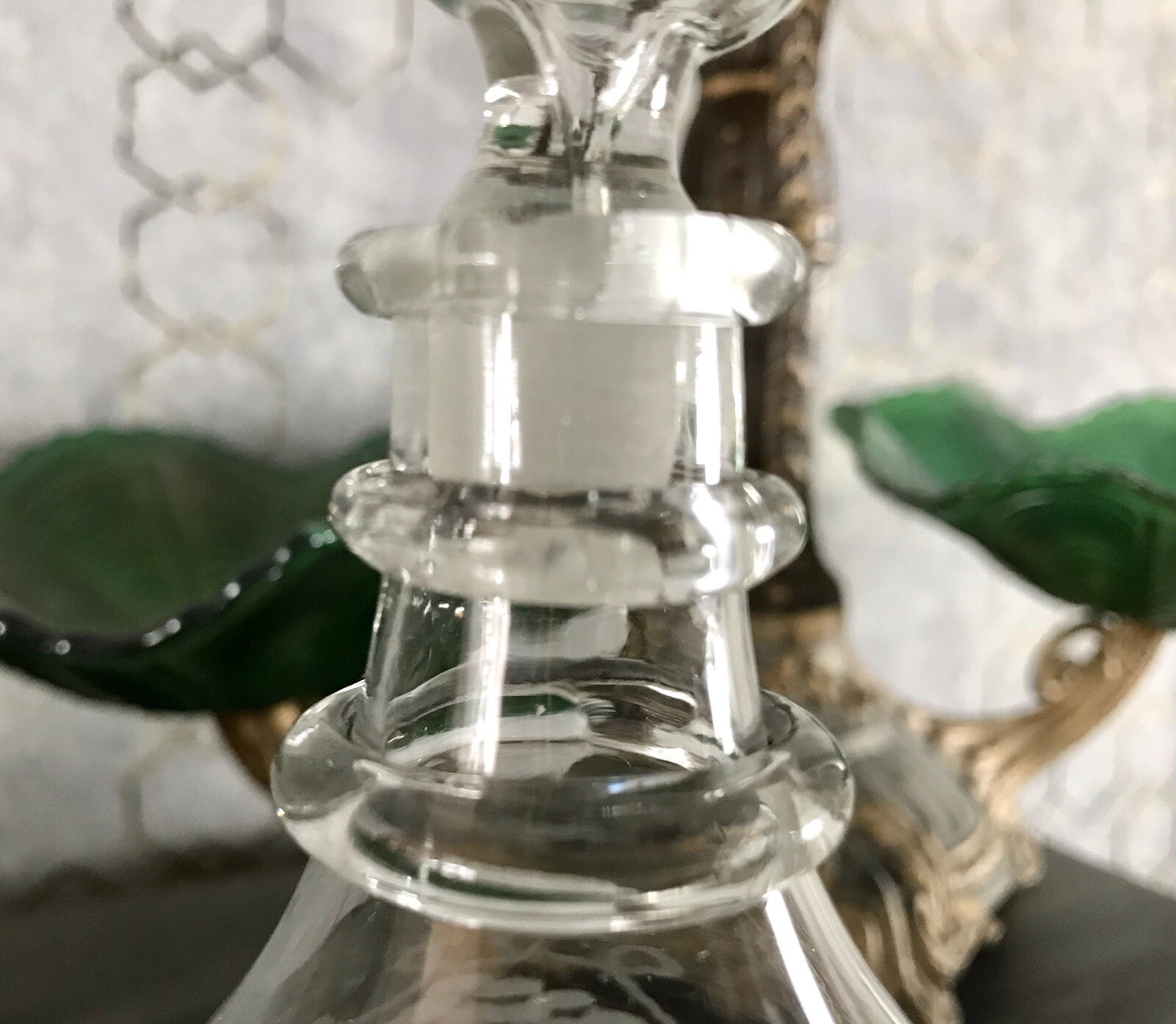 Antik Biedermeier kleine Karaffe Weinkaraffe Dekanter Glas graviert
