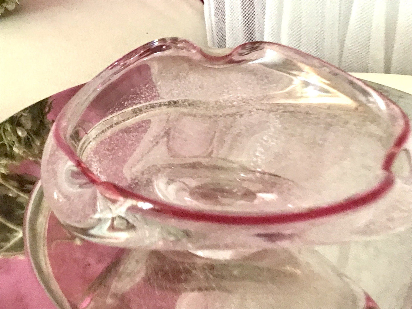 Murano 60er 70er Jahre Schale Glas rosa rot So Schön! Schaum Luftblasen