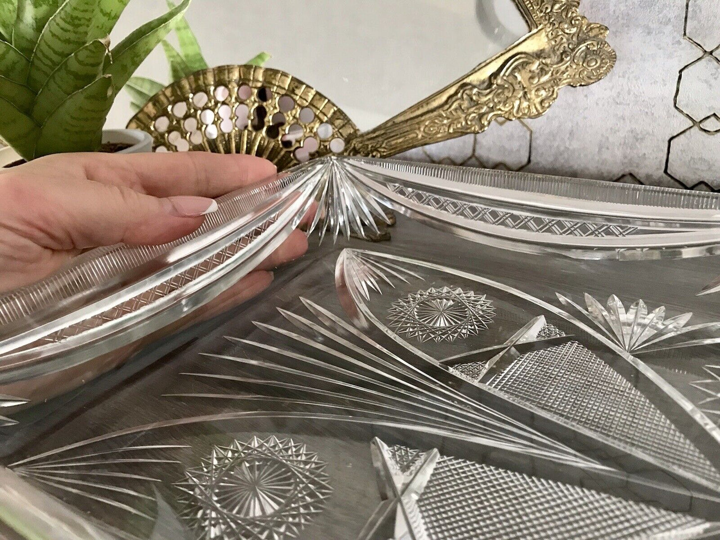 Antik Bleikristall Schale Glasschale Kristallglas Glas Schliff EDEL Groß