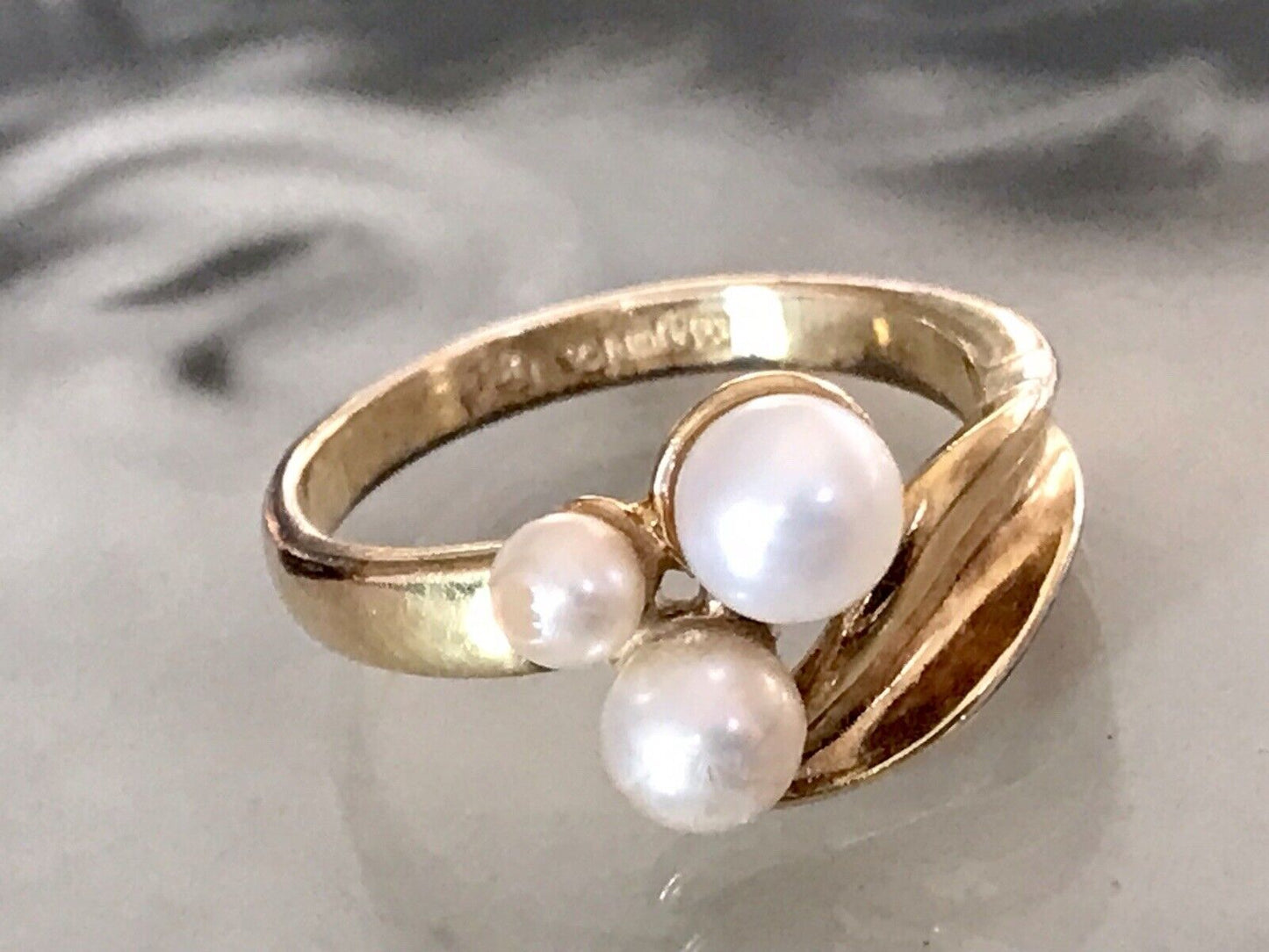 Majorica Edel DAMEN RING Perlen Gr.56 57 vergoldet 925 Silber