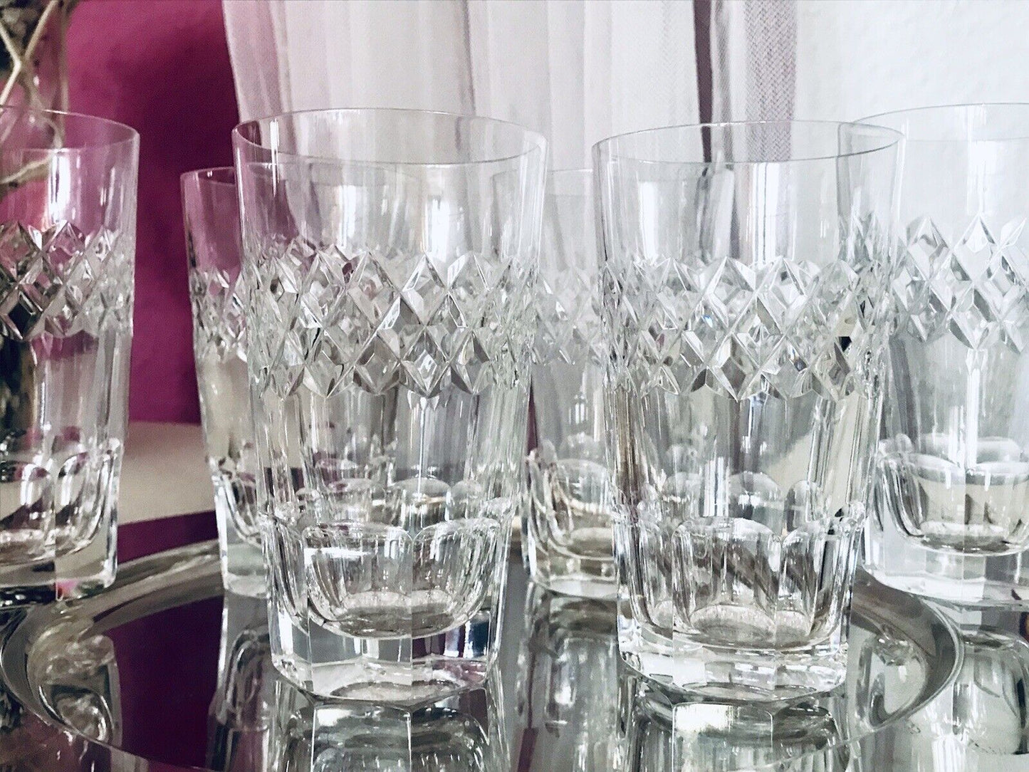 Vintage SEHR EDEL 6x Wassergläser Gläser Becher Kristallglas schön kantiger Fuß