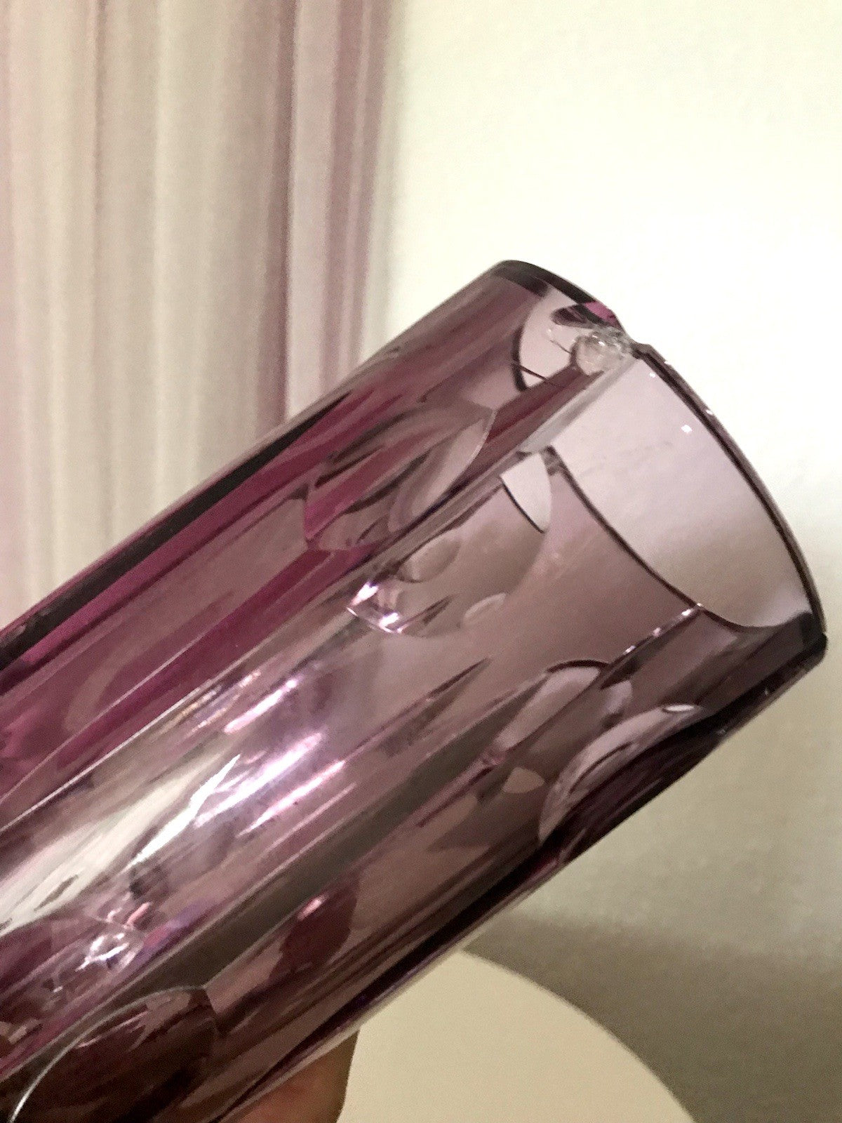 Vintage Edel Vase Glasvase Kristallglas lila groß Schliff Designer Karel Wünsch