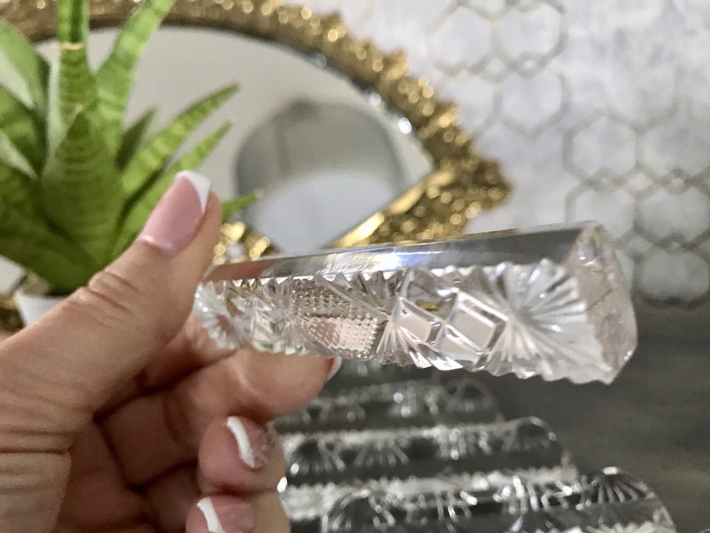 Alt antik? 6 Art Déco Messerbänkchen Kristallglas Glas EDEL Schliff