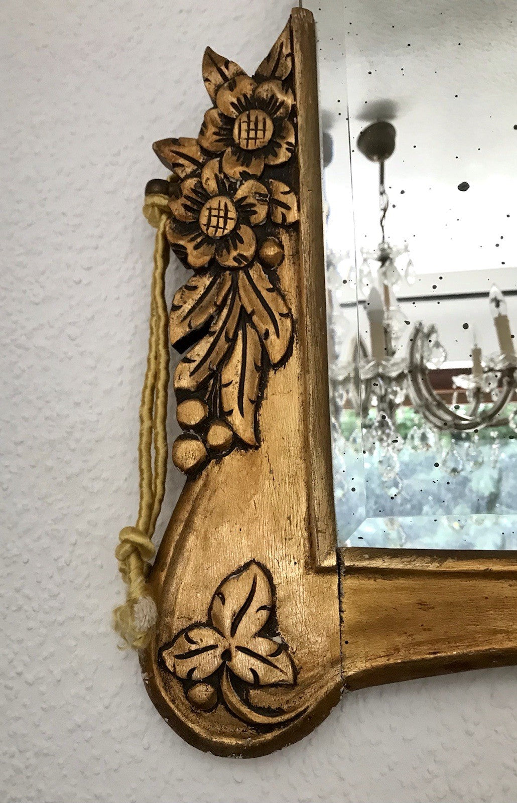 Antik französisch Spiegel facettiert ~1900 Art Noveau Holz Wandspiegel gold