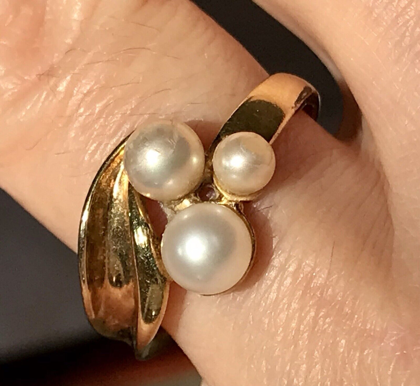 Majorica Edel DAMEN RING Perlen Gr.56 57 vergoldet 925 Silber