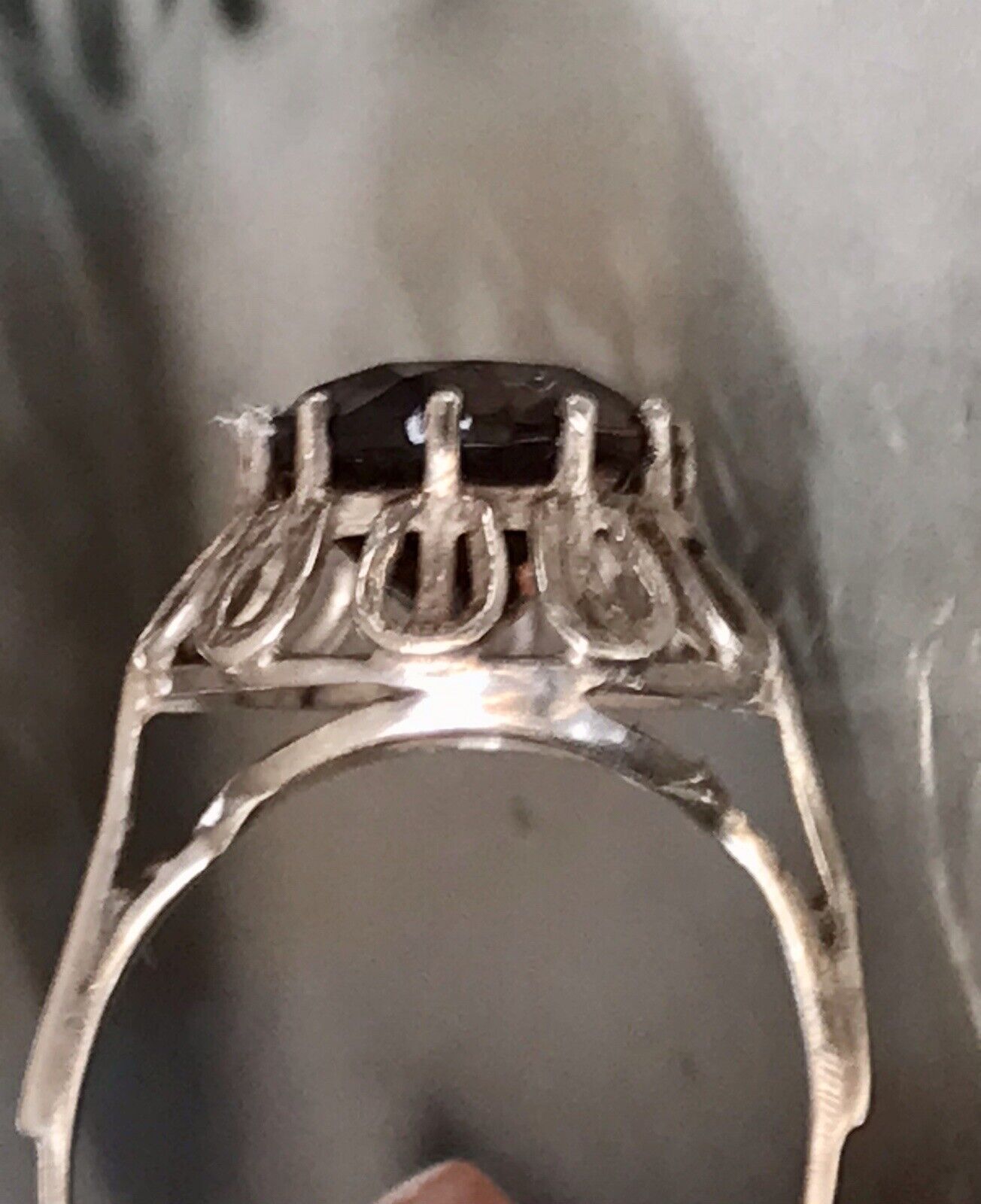 Vintage Edel Rauchquarz Stein DAMEN RING Silber 835 Gr.57 1,81
