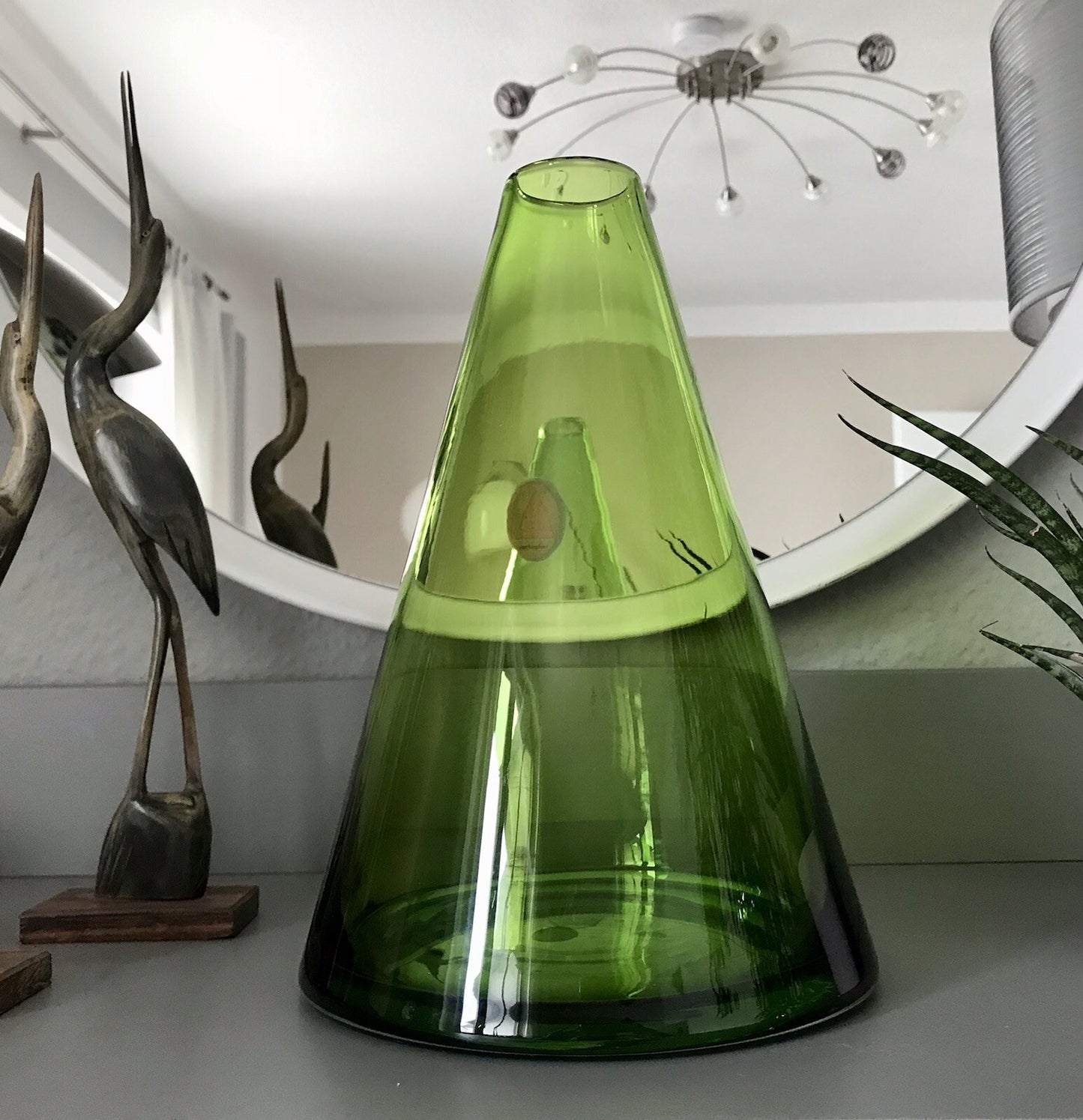 Große kegelförmige Vase Glasvase grün SCHÖN
